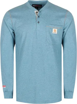 BOCOMAL FR Shirts for Men 5.5oz Lightweight Long Sleeve Work Henley Fire Resistant Shirt CAT2