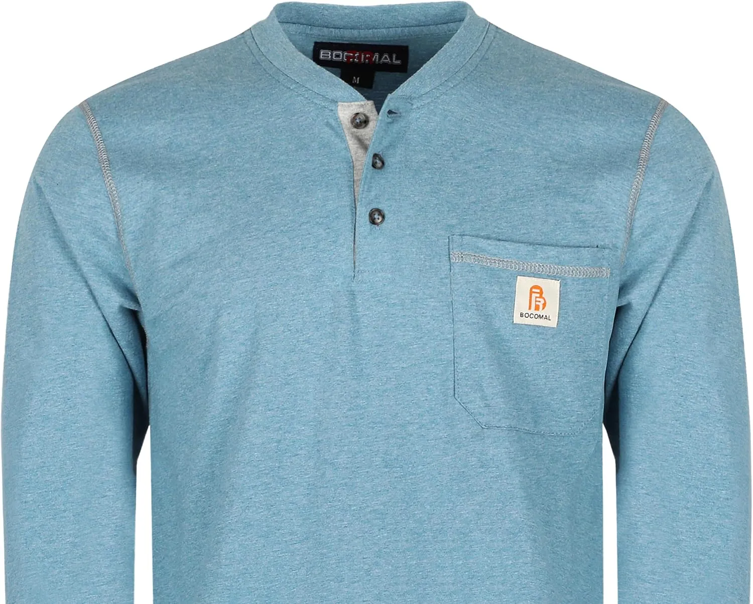 BOCOMAL FR Shirts for Men 5.5oz Lightweight Long Sleeve Work Henley Fire Resistant Shirt CAT2