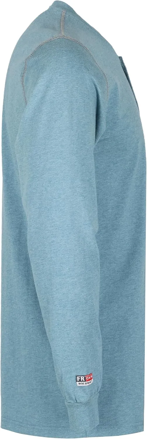 BOCOMAL FR Shirts for Men 5.5oz Lightweight Long Sleeve Work Henley Fire Resistant Shirt CAT2