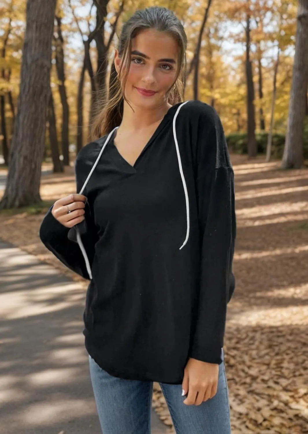 Bofell Womens Fashion Tops Hoodies for Women Pullover Oversized Sweatshirts Long SLeeve Shirts Loose Fit