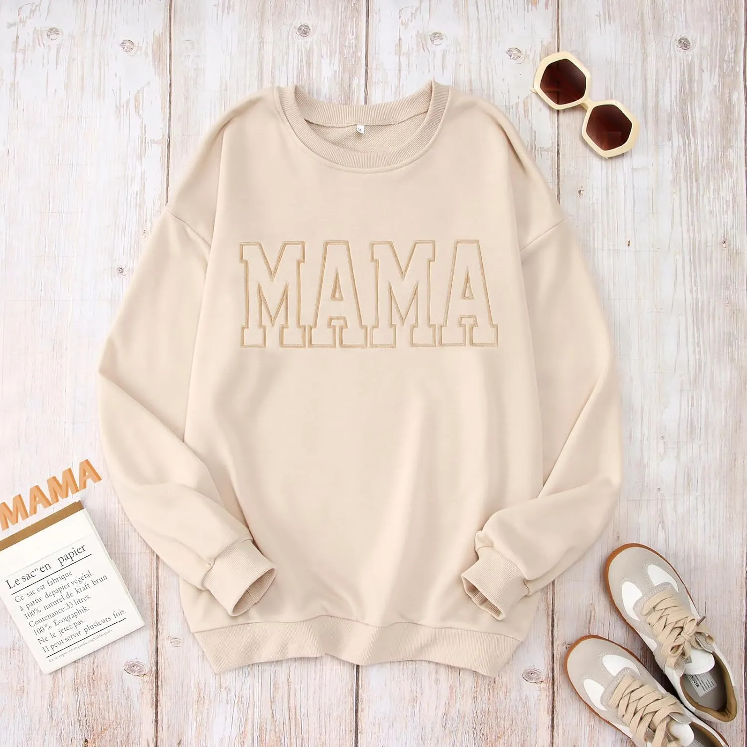BOUTIKOME Mama Sweatshirt Women Funny Mama Letter Print Graphic Mom Life Long Sleeve Crewneck Pullover Shirt Loose Tops