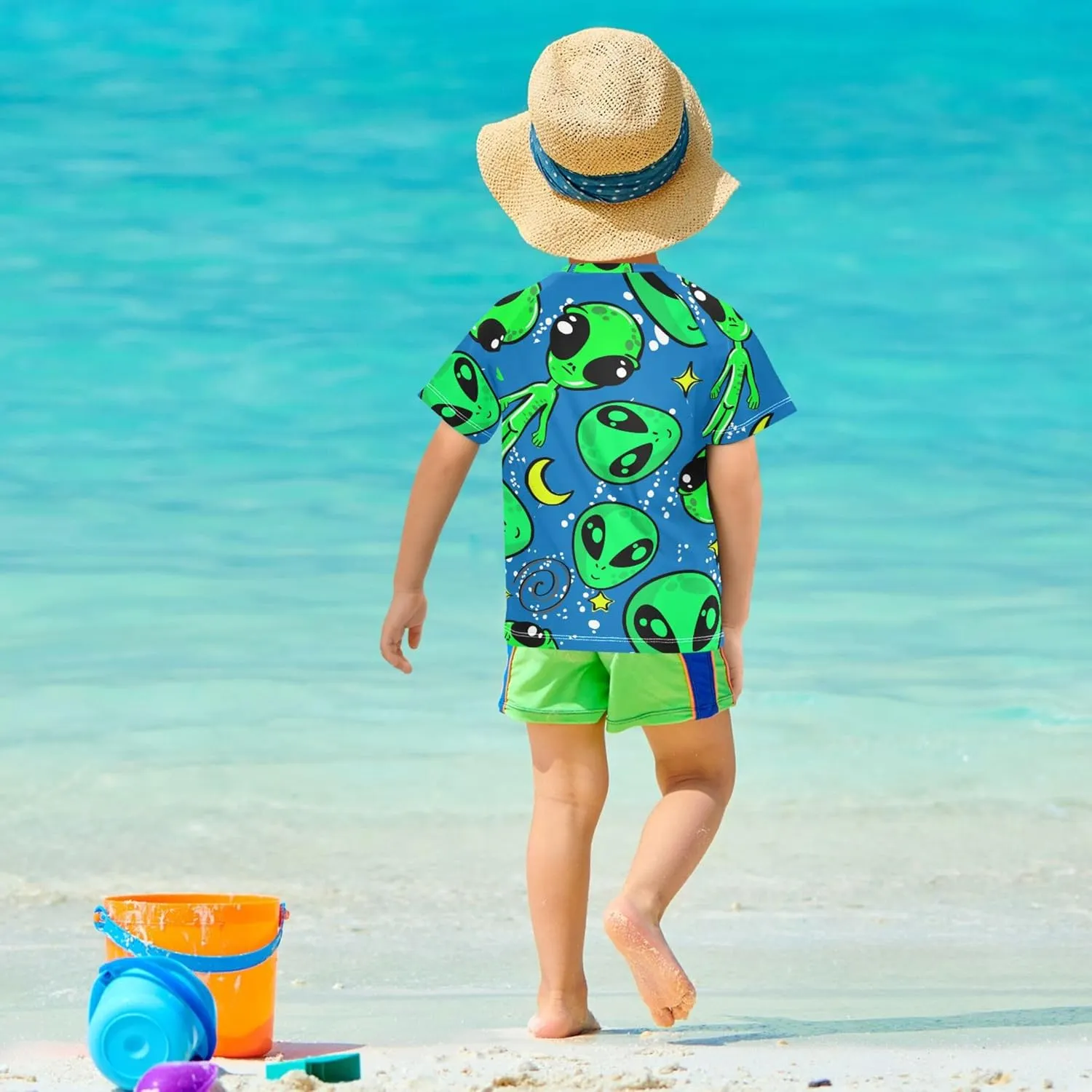 Boys Rash Guard Swim Shirts Quick Dry Short Sleeve UPF 50  Girls Rashguard Swimsuit