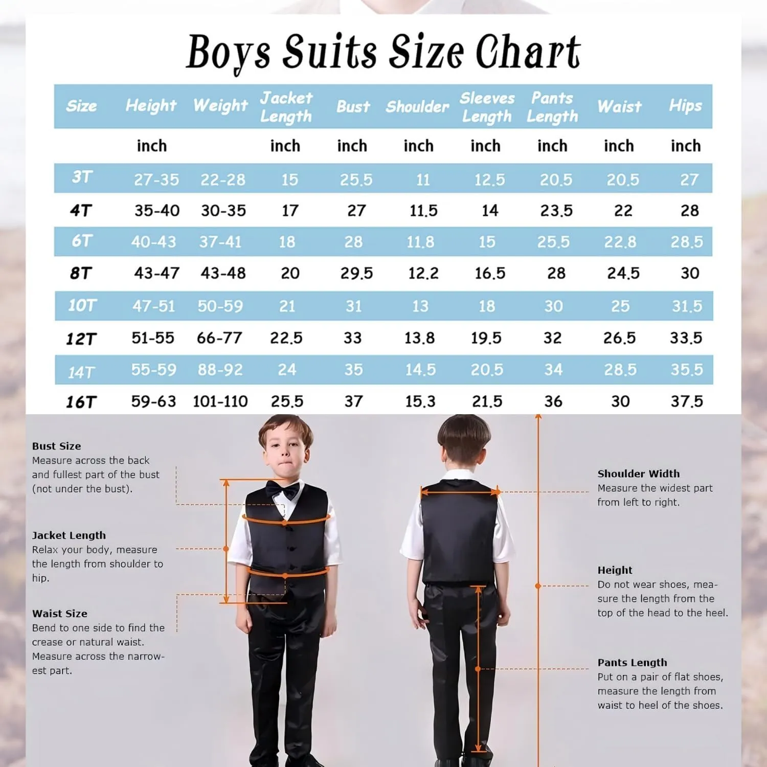 Boys Tuxedo Slim Fit Suit Three Piece Tuxedo Suits for Boys Formal Suits Wedding Outfit Blazer Vest Pants Set