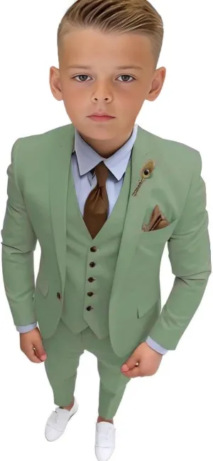 Boys Tuxedo Slim Fit Suit Three Piece Tuxedo Suits for Boys Formal Suits Wedding Outfit Blazer Vest Pants Set