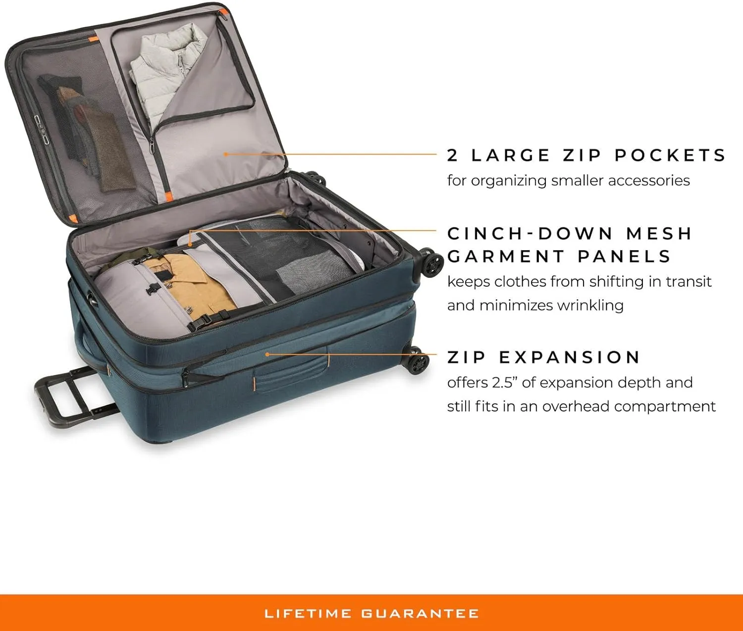 Briggs & Riley 29" Large Expandable Spinner - Checked Luggage for Travel, Suitcases with Wheels, Softside Rolling Bag for Men & Women, Self-Repairing Zipper - ZDX Collection, Ocean