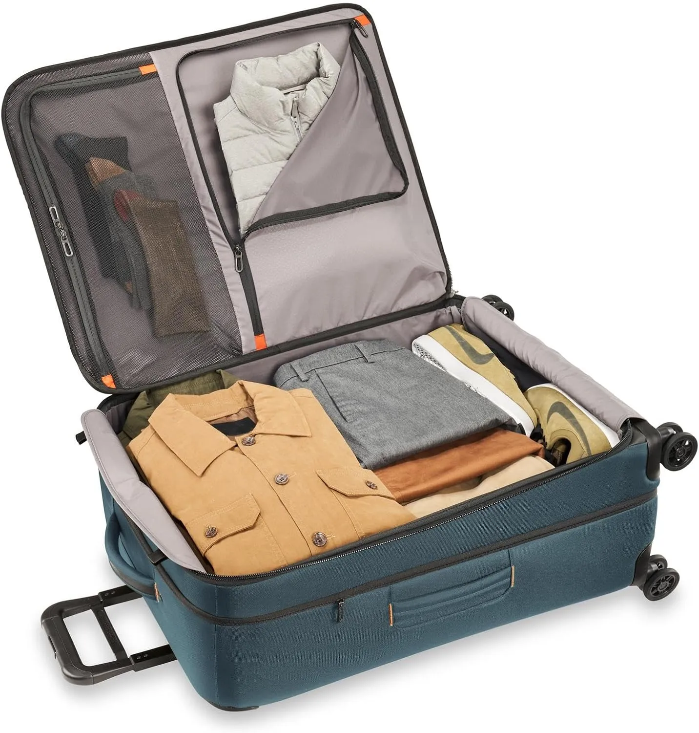 Briggs & Riley 29" Large Expandable Spinner - Checked Luggage for Travel, Suitcases with Wheels, Softside Rolling Bag for Men & Women, Self-Repairing Zipper - ZDX Collection, Ocean