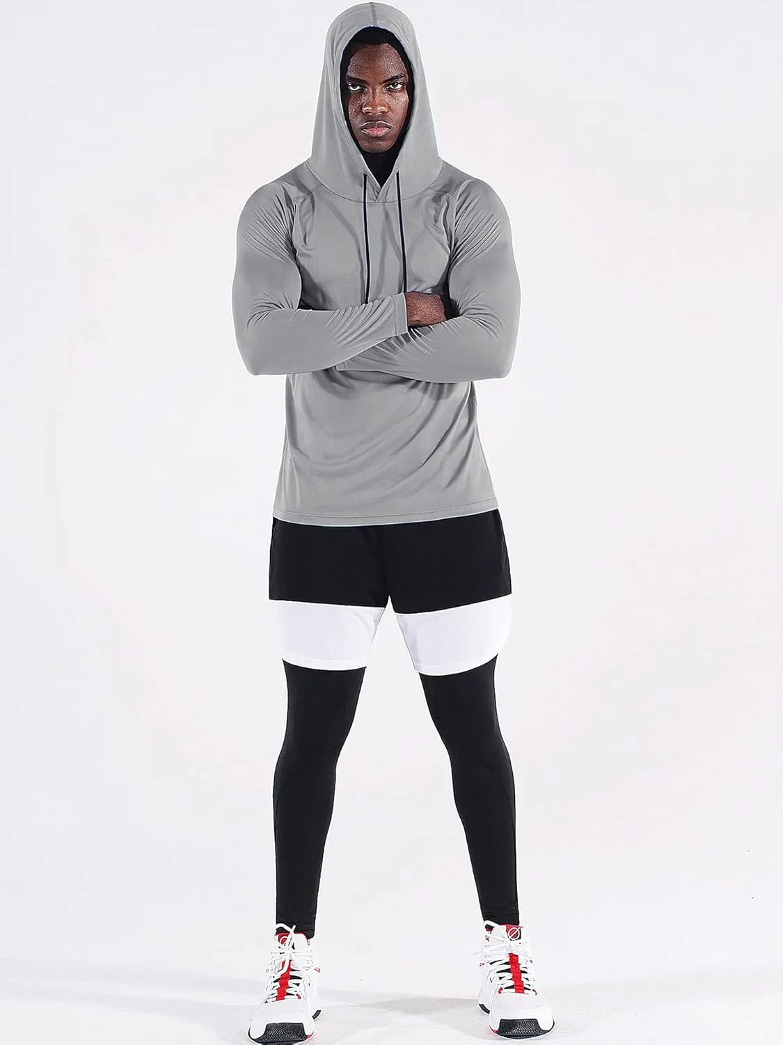 CADMUS Men's Workout Long Sleeve Fishing Shirts UPF 50  Sun Protection Dry Fit Hoodies