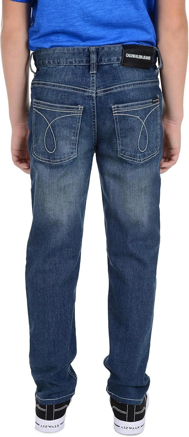 Calvin Klein Boys' Skinny Fit Stretch Denim Jeans, 5-Pocket Style, Zipper Fly & Button Closure