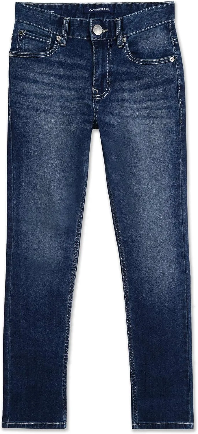 Calvin Klein Boys' Skinny Fit Stretch Denim Jeans, 5-Pocket Style, Zipper Fly & Button Closure