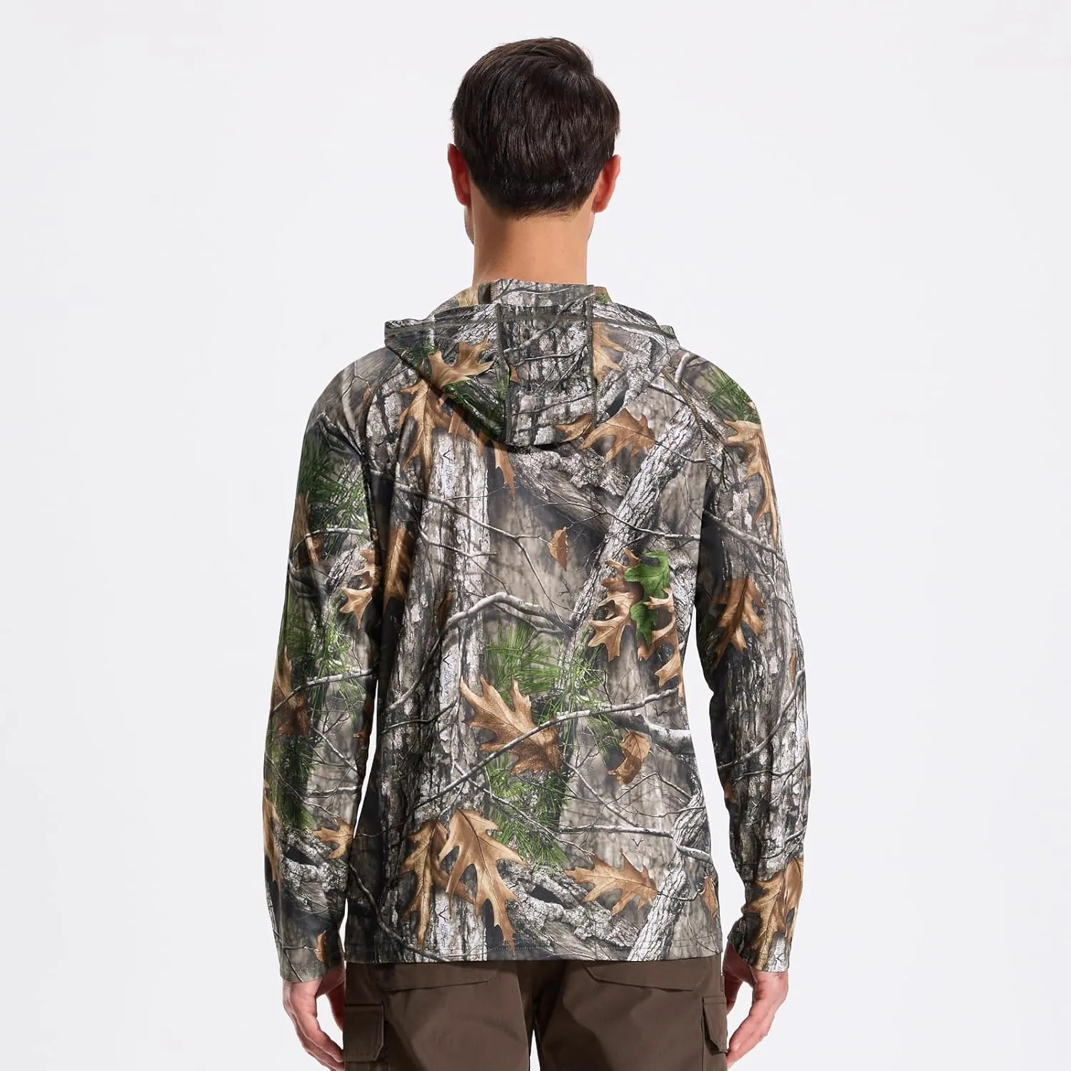 Camo Hoodie Long Sleeves Hunting Shirts for Men Quick Dry UPF 50  Hiking Fishing Shirt with Hood