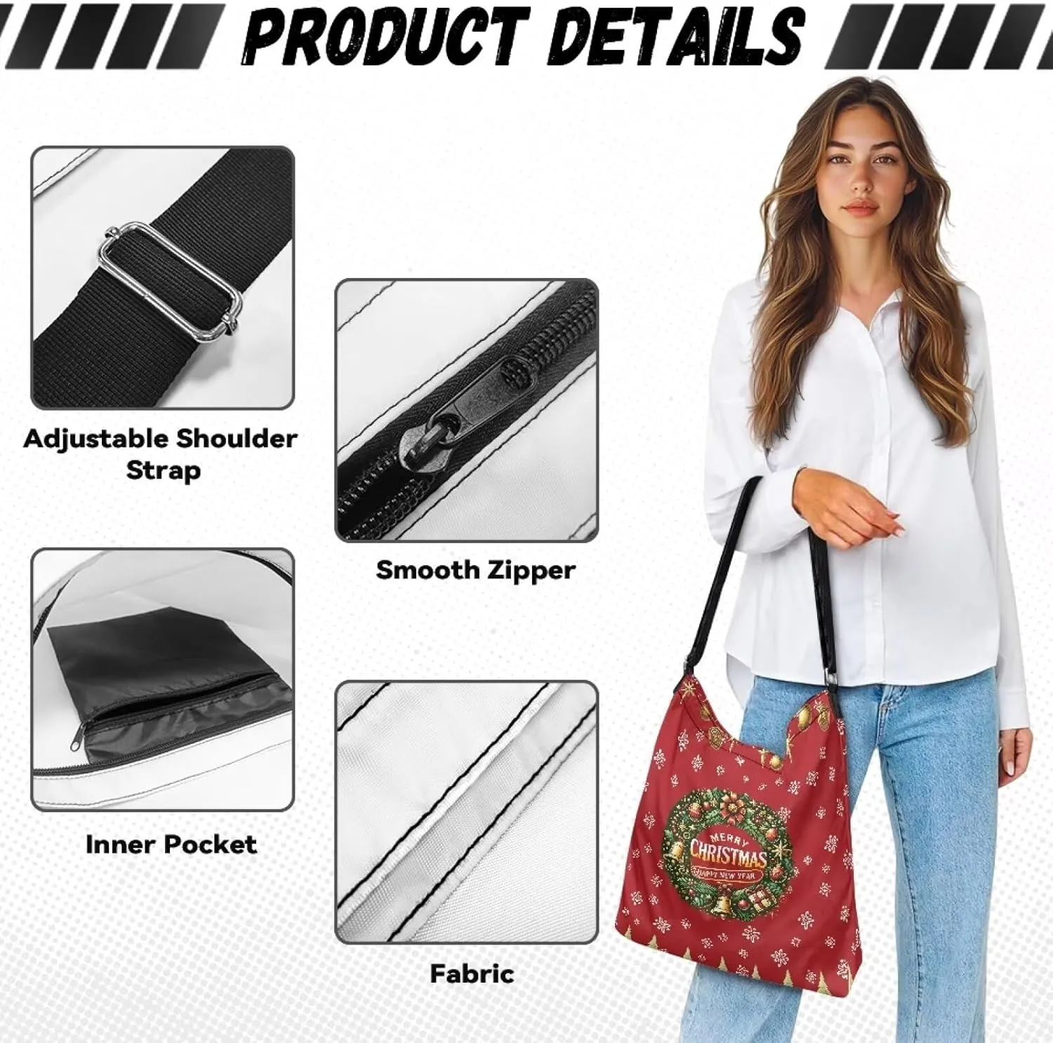 Canvas Crossbody Bag Large Women Casual Tote Bag Handbag with Zipper Shoulder Bag with Strap Outdoors Messenger Bag