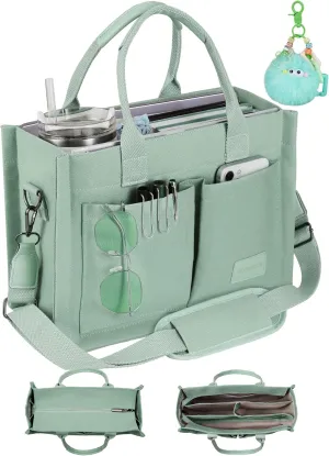 Canvas Tote Bag Purse for Women with Zipper Closure, Individual Compartments & Bottom Suppor