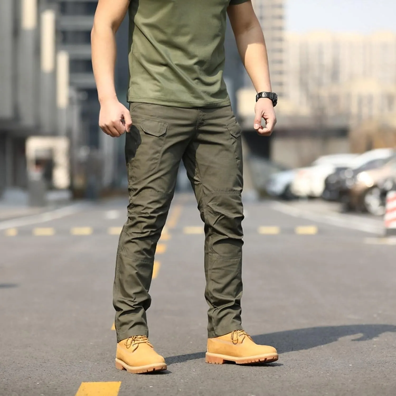 Cargo Pants for Men Cargo Work Pants Overalls Outdoor Elastic Waist Loose Slim Fit Hiking Dry Pant with Pockets