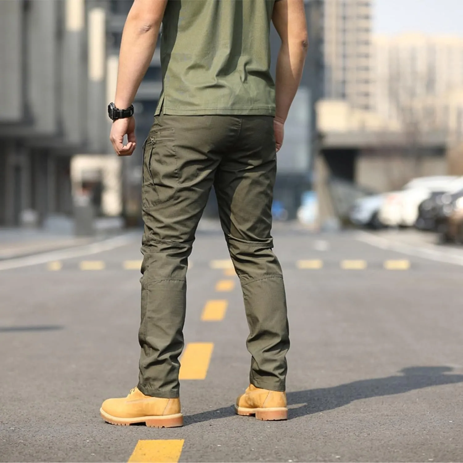 Cargo Pants for Men Cargo Work Pants Overalls Outdoor Elastic Waist Loose Slim Fit Hiking Dry Pant with Pockets