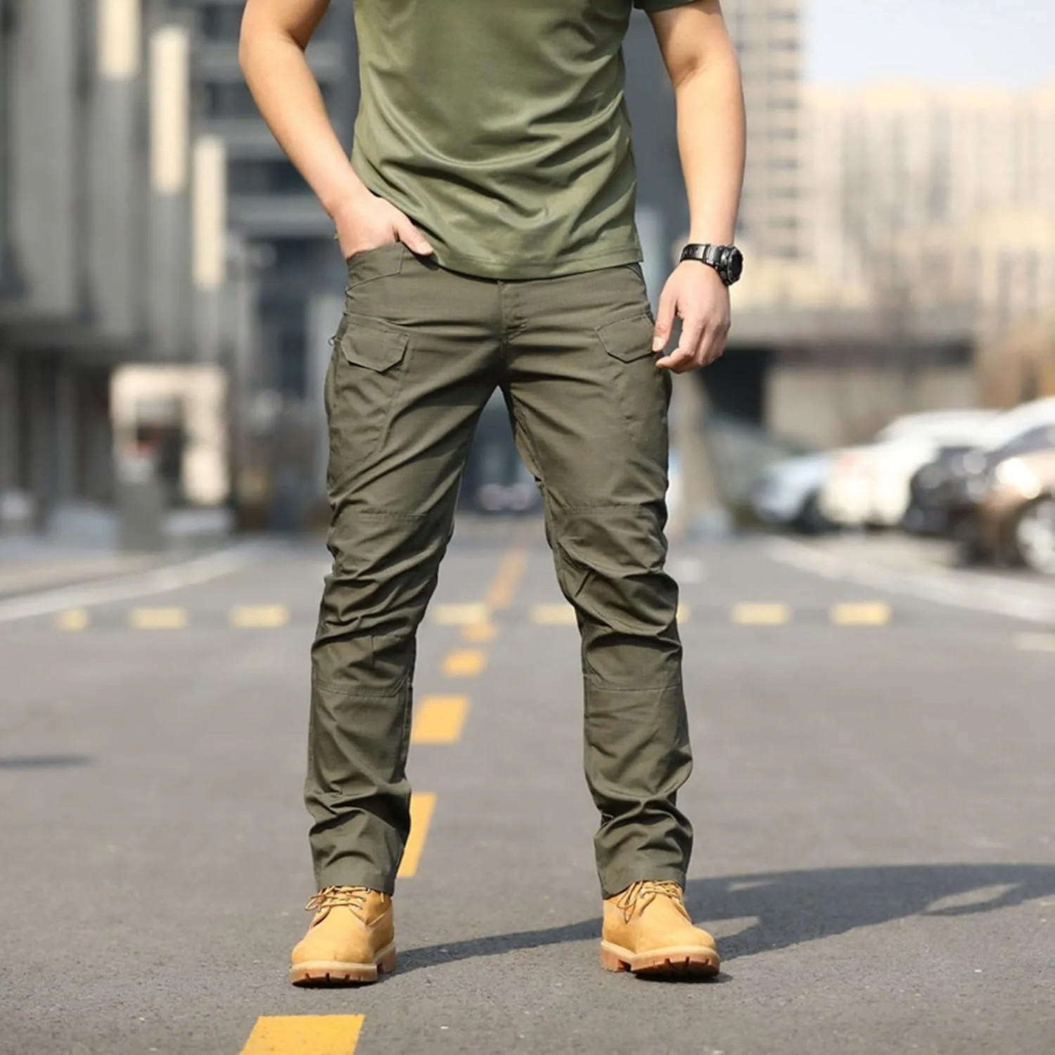 Cargo Pants for Men Cargo Work Pants Overalls Outdoor Elastic Waist Loose Slim Fit Hiking Dry Pant with Pockets
