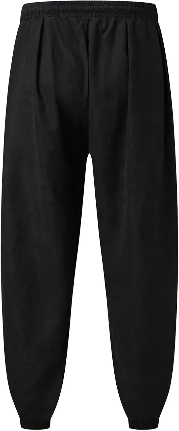 Cargo Sweatpants for Men Big and Tall Men's Fleece Lined Cargo Sweatpants Straight Leg Casual Loose Fit Baggy Bottom