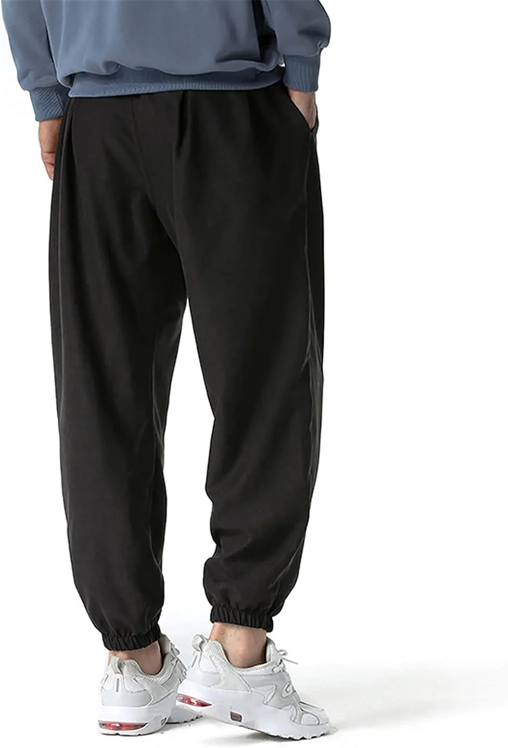 Cargo Sweatpants for Men Big and Tall Men's Fleece Lined Cargo Sweatpants Straight Leg Casual Loose Fit Baggy Bottom