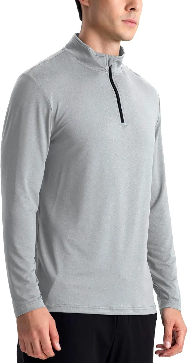 CARWORNIC Men's Long Sleeve Athletic Shirts 1/4 Zip Pullover Quick Dry Active Sports Sweatshirt for Running Workout Gym