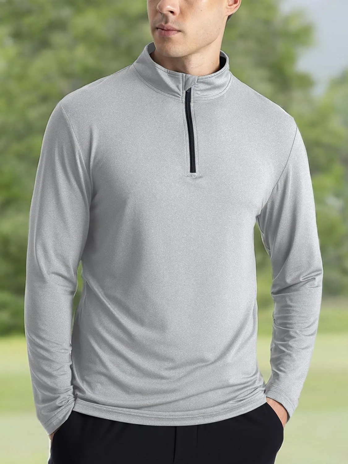 CARWORNIC Men's Long Sleeve Athletic Shirts 1/4 Zip Pullover Quick Dry Active Sports Sweatshirt for Running Workout Gym