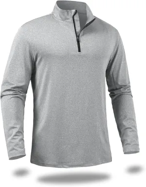 CARWORNIC Men's Long Sleeve Athletic Shirts 1/4 Zip Pullover Quick Dry Active Sports Sweatshirt for Running Workout Gym