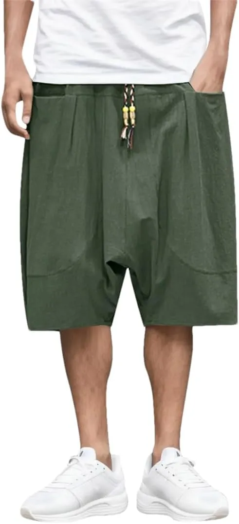 Casual Sweatpants for Men Cotton Cropped Pants Loose Harem Pants Sweatpants