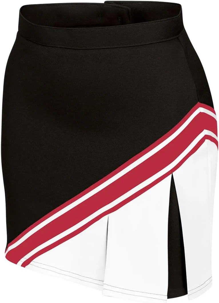 chass Cheerleading Uniform Skirt for Girls - Blaze Boost, Fitted Asymmetrical Pleat Cheerleader Outfit