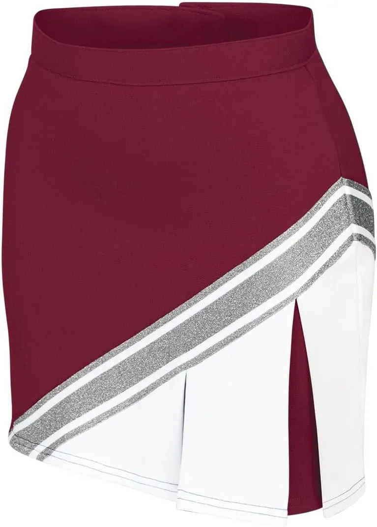 chass Cheerleading Uniform Skirt for Girls - Blaze Boost, Fitted Asymmetrical Pleat Cheerleader Outfit