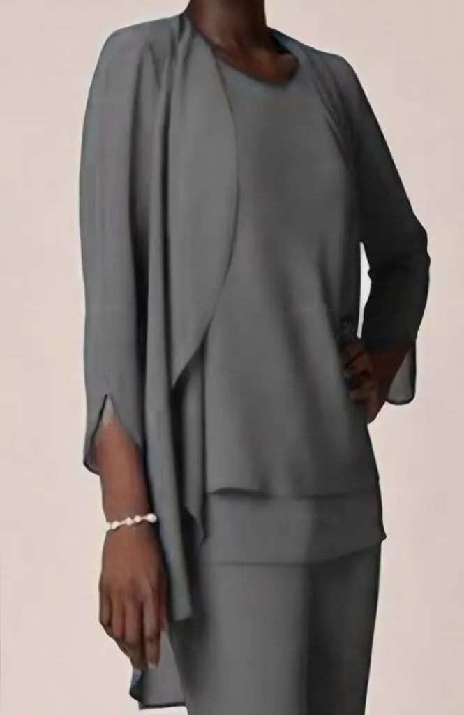 Chiffon Mother of The Bride Pant Suits for Wedding 3 PCS Formal Evening Pant Suits for Women Dressy
