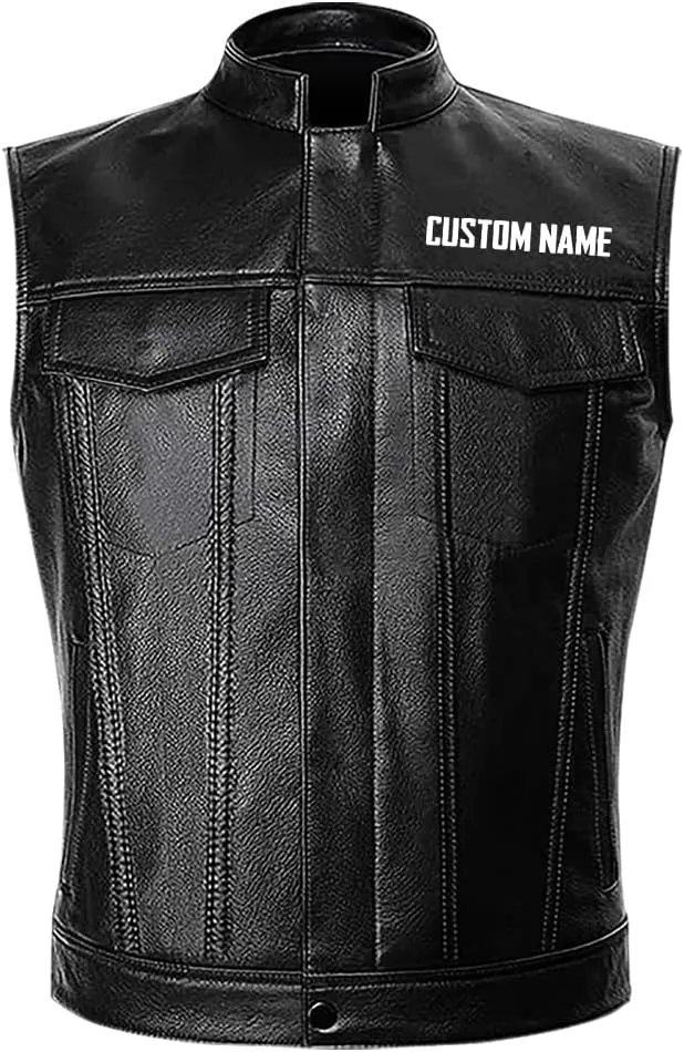 Christian Inspirational Gifts Jesus Saves Cross on Fire Personalized Customize Men Leather Vest Jacket