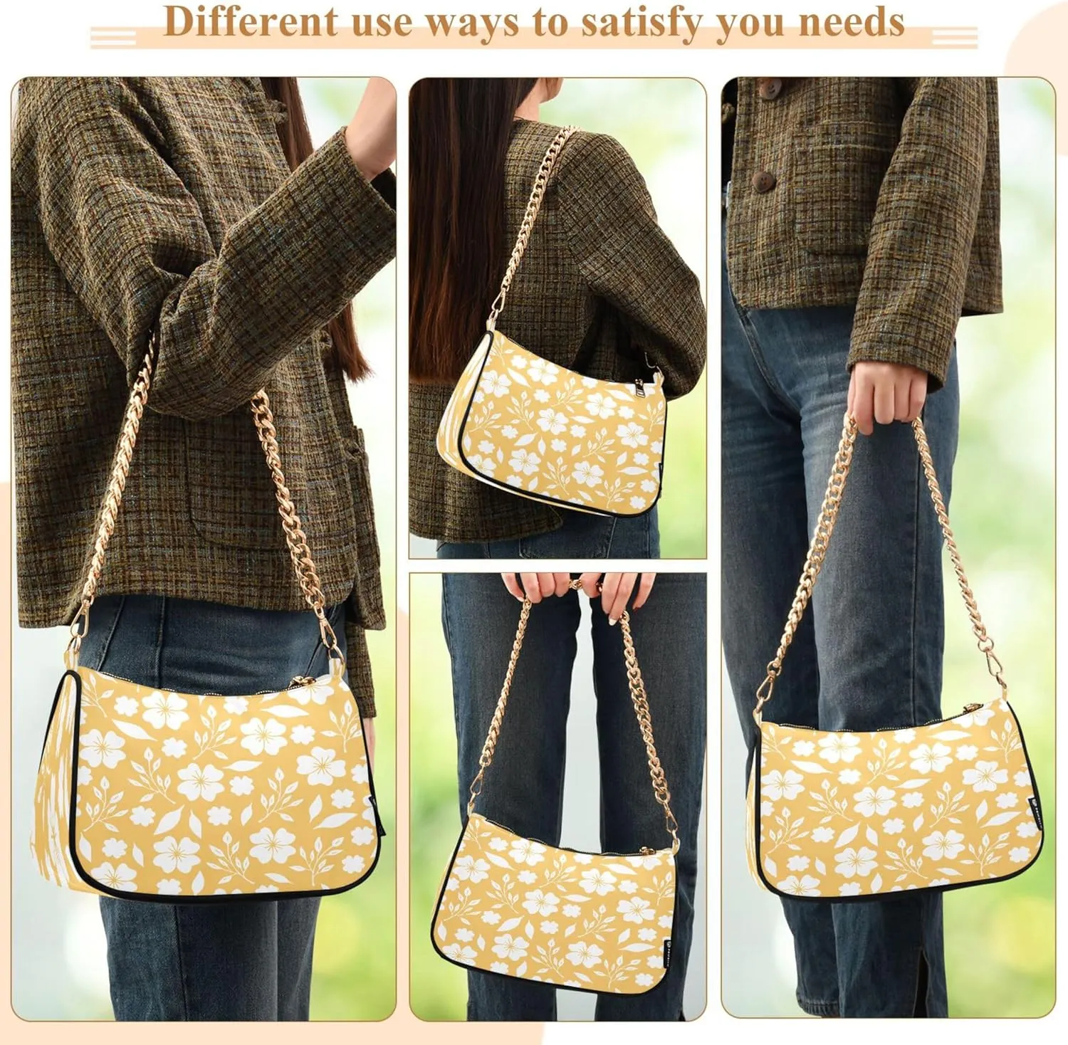 Christmas Tartan Red Green Plaid Designer Handbag Womens Shoulder Handbag Casual Hobo Purse Zipper Closure