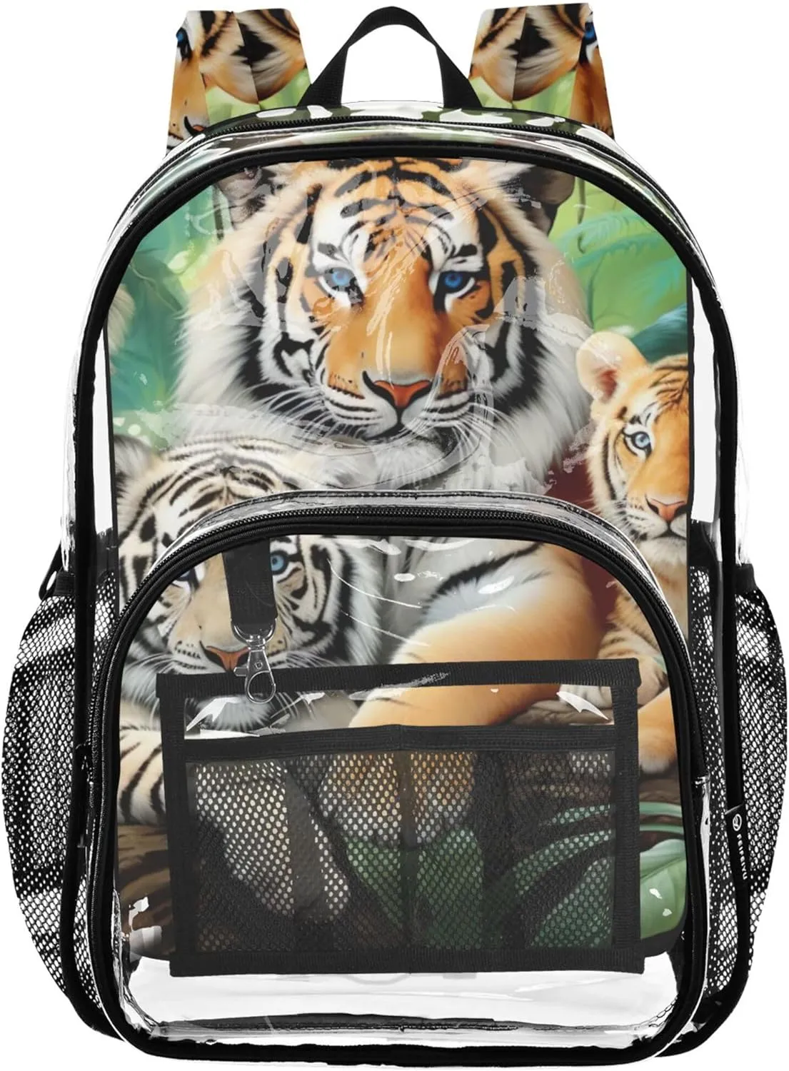 Clear Backpack for Women Girls Backpack Kids Boys Clear School Shoulder Bag Tiger Family Jungle