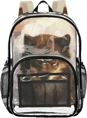 Clear Backpack for Women Kids Backpack Boys Girls Pvc School Plastic Bookbag Wolf Print Frederic Edwin Church