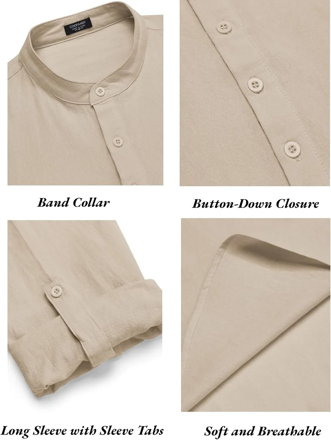 COOFANDY Men's 2 Pieces Cotton Linen Set Long Sleeve Henley Shirts Casual Beach Pants With Pockets Summer Yoga Outfits