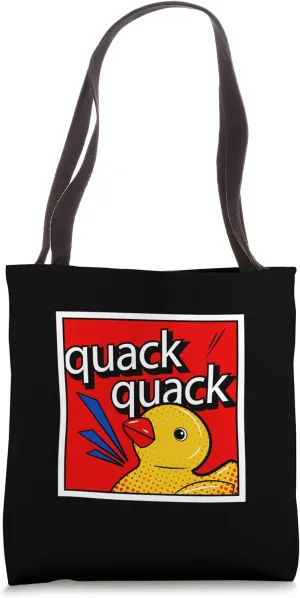 Cool Funny Quack Quack Yellow Duck Illustration Graphic Tote Bag