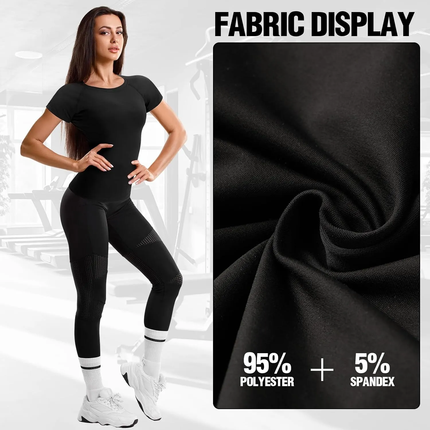 Coume 4 Pack Women's Compression Shirts Short Sleeve Workout Tops Running Athletic Yoga T-Shirt for Gym Sports Gear Dry Fit