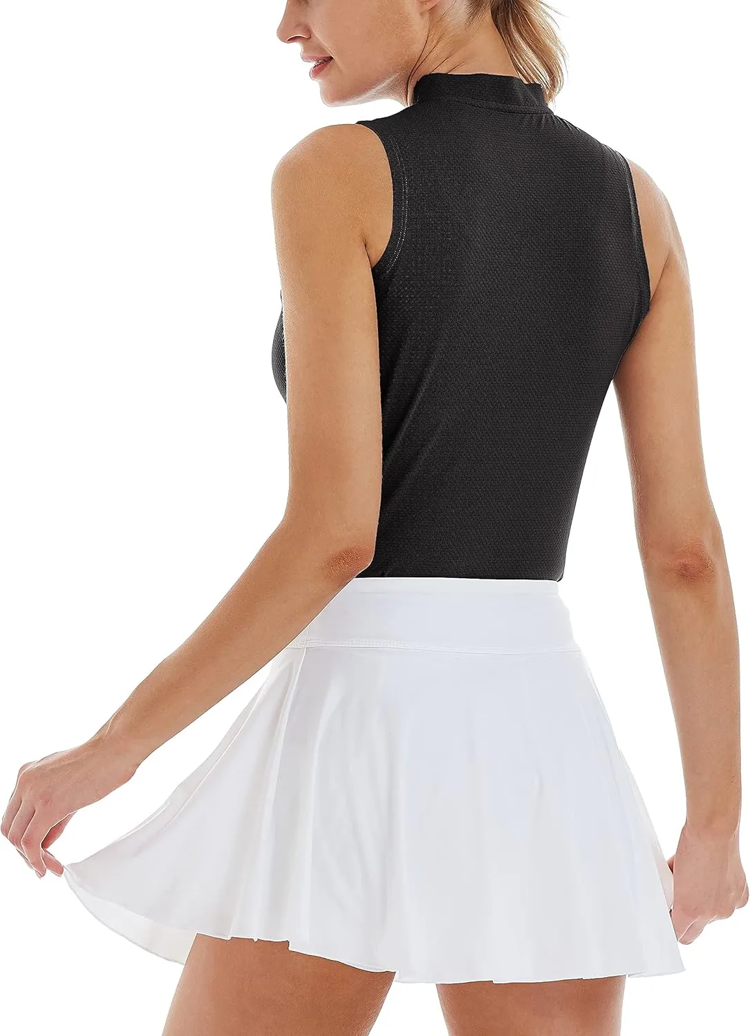 CQC Women's Golf Tennis Sleeveless Polo Shirts Quick Dry Athletic Tank Tops UPF 50 