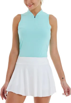 CQC Women's Golf Tennis Sleeveless Polo Shirts Quick Dry Athletic Tank Tops UPF 50 