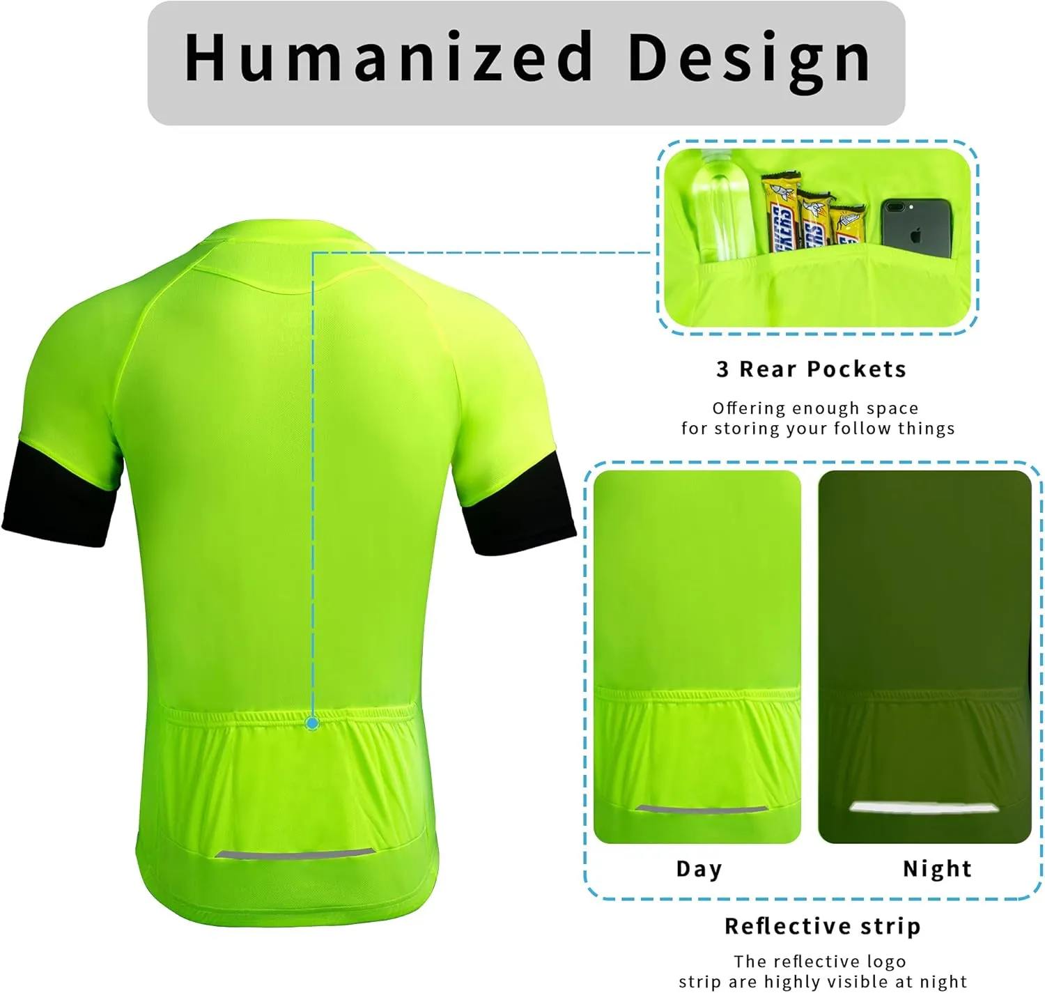 Cycling Jersey Men Short/Long Sleeve MTB Biking Shirts with Pockets- Moisture Wicking,Quick Dry,Reflective Strip