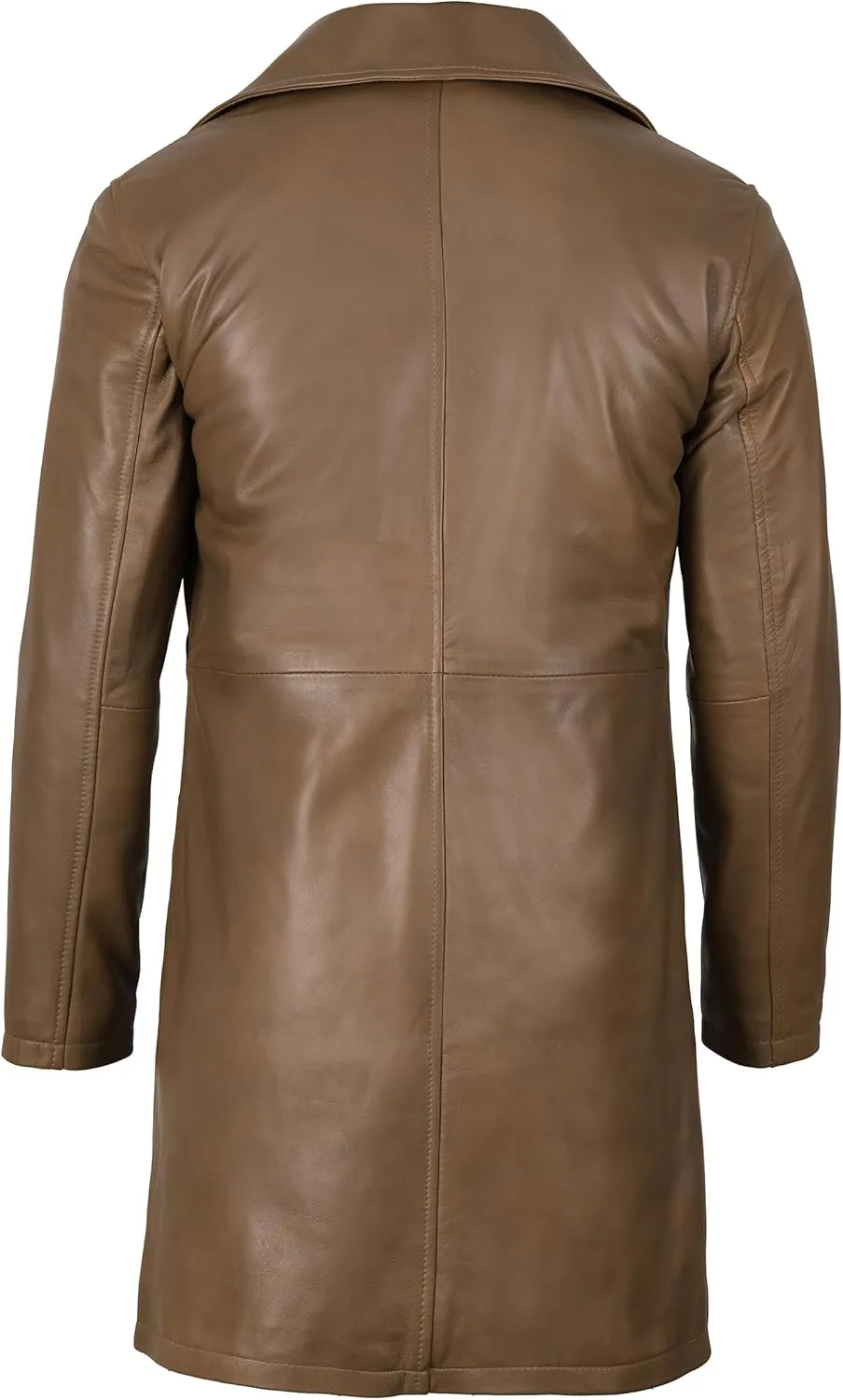 Decrum Leather Coat Men - Car Coat Style Fashion Long Leather Jacket Men