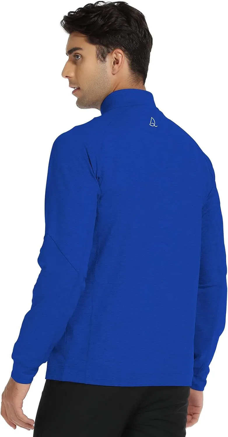 DEOLAX Mens Quarter Zip Pullover Solid 1/4 Zip Pullover Mens Athletic Long Sleeve Sweatshirt Mock Neck Golf Shirts for Men