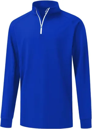 DEOLAX Mens Quarter Zip Pullover Solid 1/4 Zip Pullover Mens Athletic Long Sleeve Sweatshirt Mock Neck Golf Shirts for Men