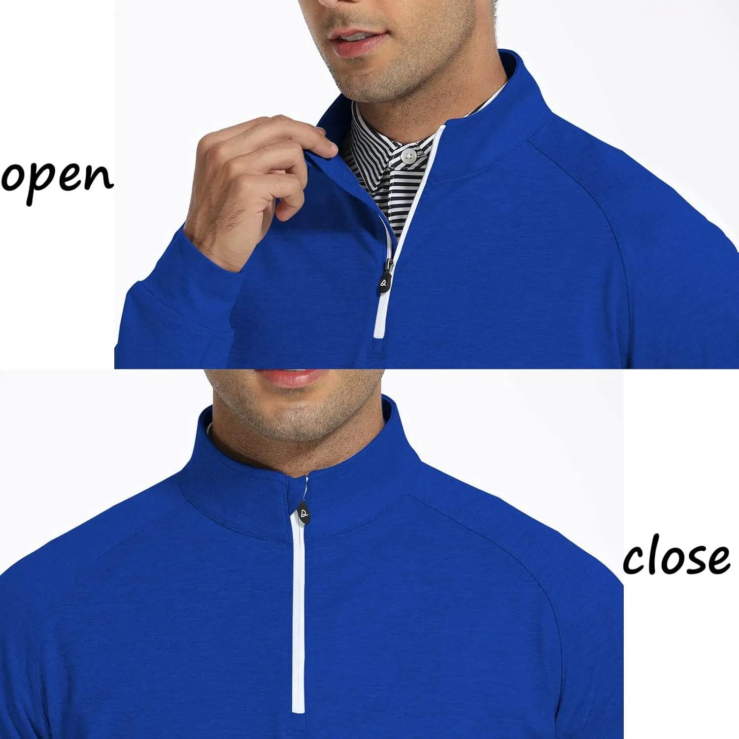 DEOLAX Mens Quarter Zip Pullover Solid 1/4 Zip Pullover Mens Athletic Long Sleeve Sweatshirt Mock Neck Golf Shirts for Men