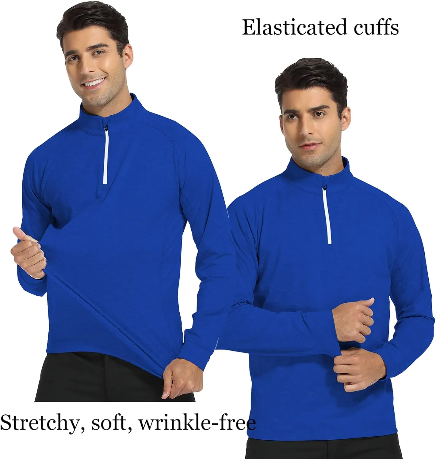 DEOLAX Mens Quarter Zip Pullover Solid 1/4 Zip Pullover Mens Athletic Long Sleeve Sweatshirt Mock Neck Golf Shirts for Men