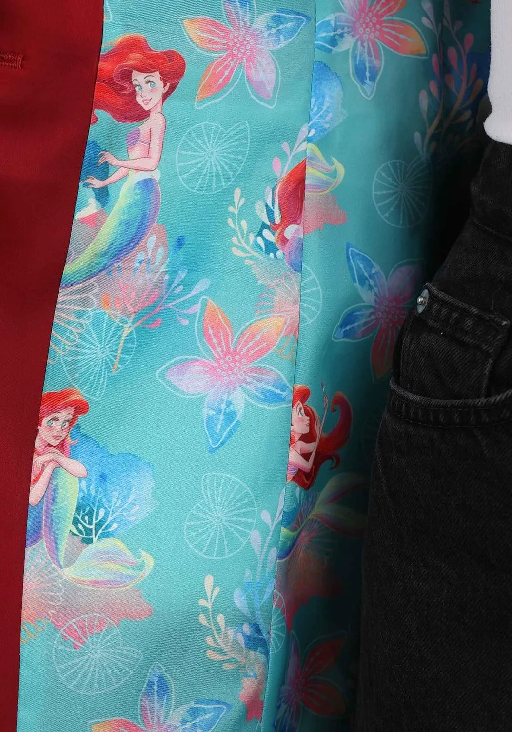 Disney The Little Mermaid Women's Blazer | Fully Lined Blazer with Satin Fabric & Flounder Enamel Pin