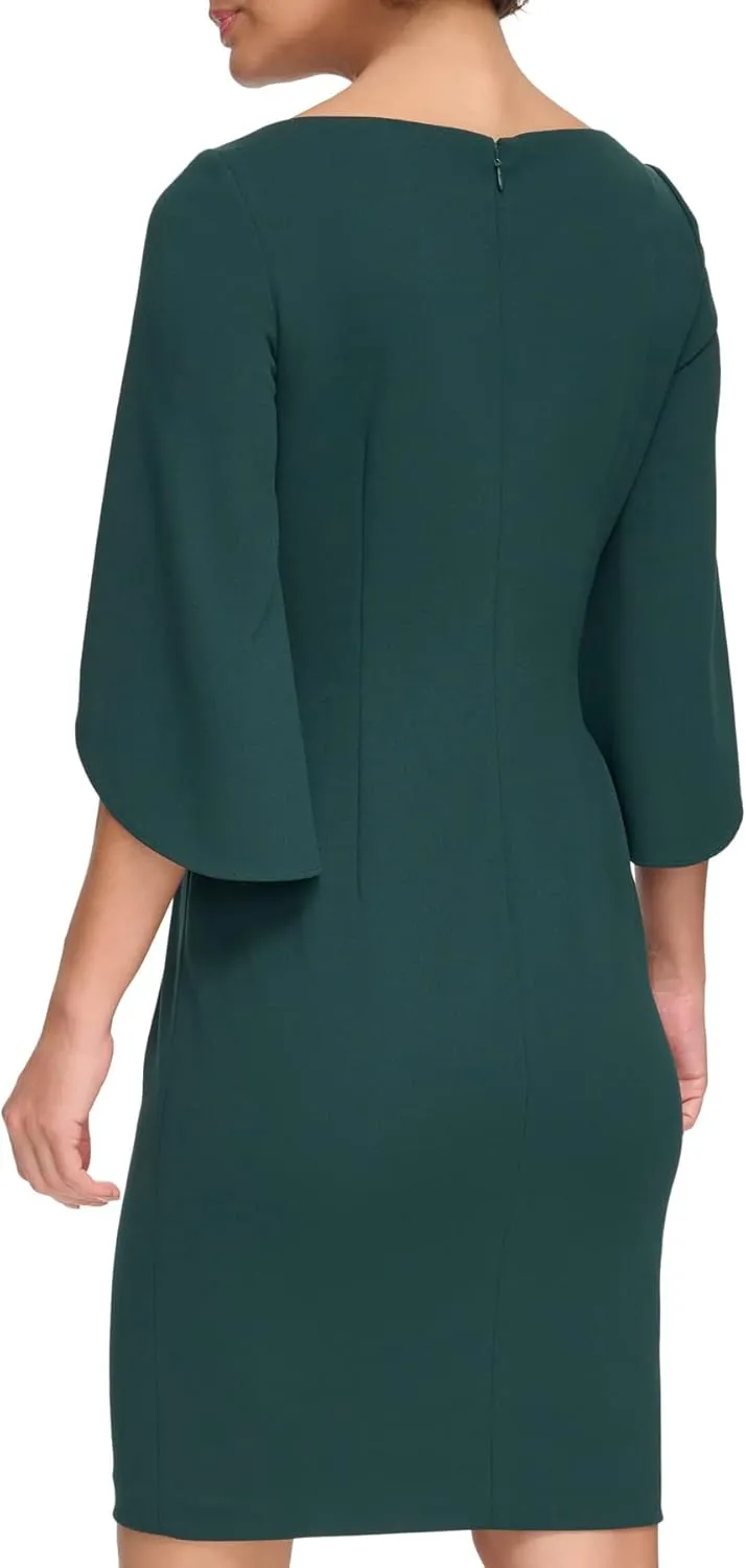 DKNY womens Open Sleeve Ruched Sheath Dress