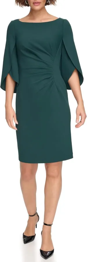 DKNY womens Open Sleeve Ruched Sheath Dress