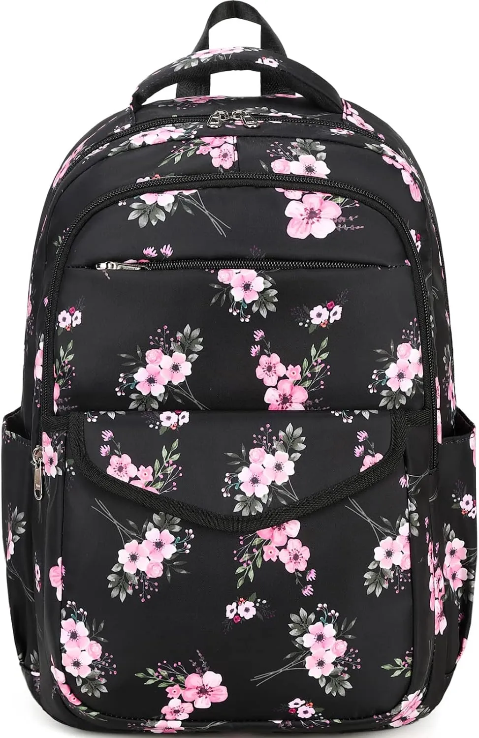 DSIUE Girls Backpack for School, Flower Backpack Bookbag with Lunch Box for Teen Girl, Bouquet Black