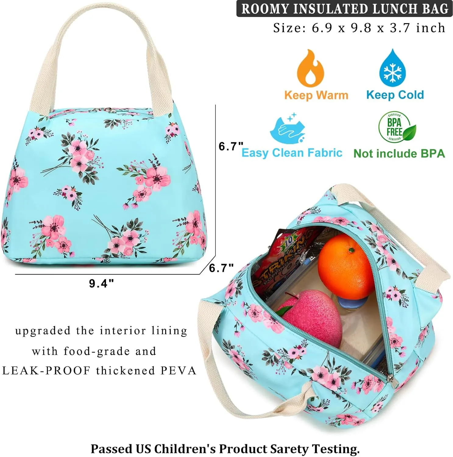DSIUE Girls Backpack for School, Flower Backpack Bookbag with Lunch Box for Teen Girl, Bouquet Black