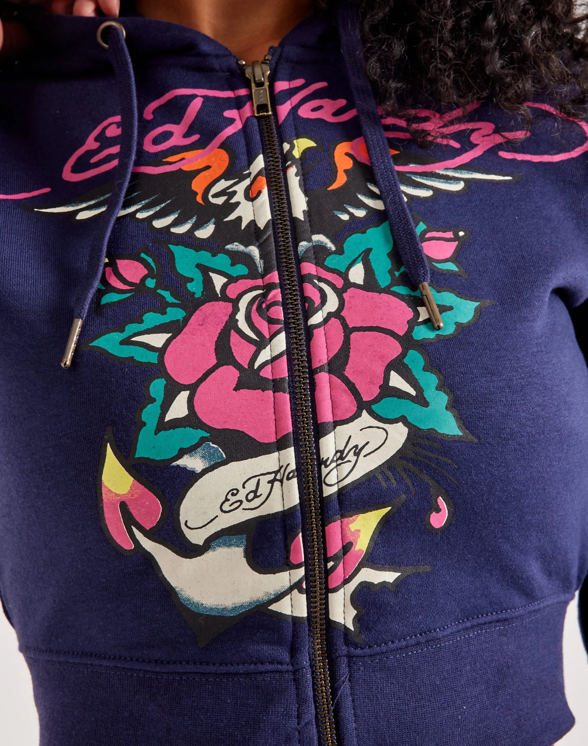 Ed Hardy Eagle Rose Full-Zip Fleece Hoodie