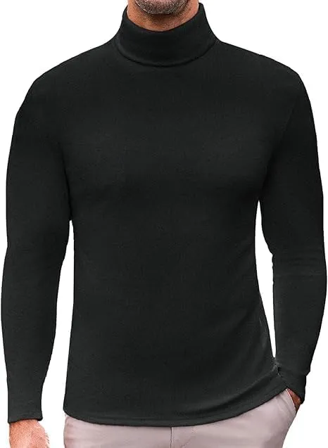 ELESOL Men's Turtleneck Long Sleeve Turtle Neck Shirts Basic Lightweight Undershirt Thermal Pullover Sweater